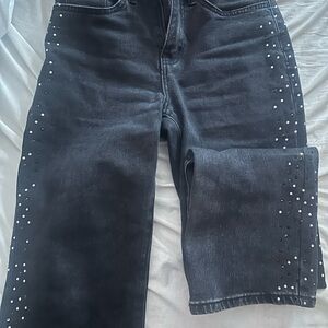 Fashion Nova Black Studded Flare Jeans